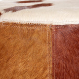 Texas Brown And White Cowhide Stool