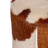 Texas Brown And White Cowhide Stool