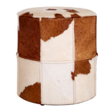 Texas Brown And White Cowhide Stool